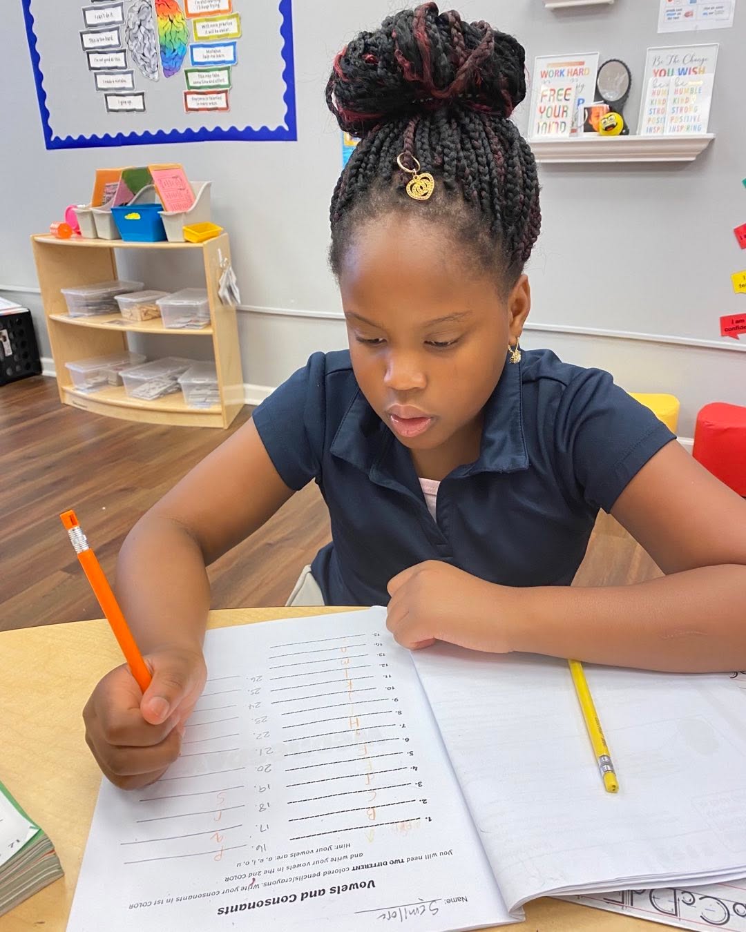 Student focused on homework